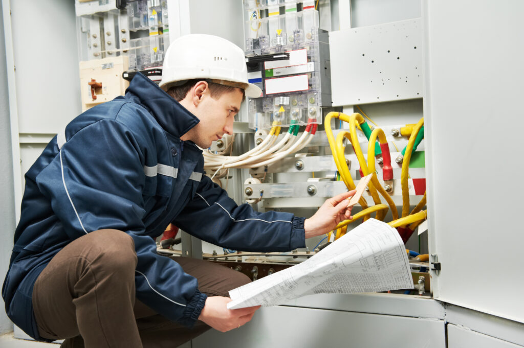 electrical engineering expert installing electrical equipment